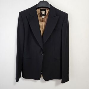 Landscape Tailored Wool Blazer Jacket Sz 8 Black Single Breast
